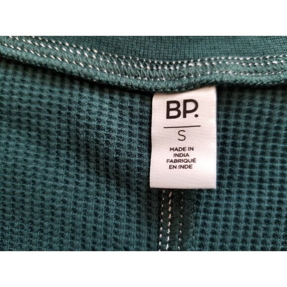 BP Women's Split Neck OSR Cropped  Thermal Knit Henley Shirt Green Moss Size S - Picture 3 of 7